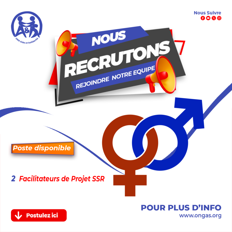 AVIS DE RECRUTEMENT DE DEUX (2) FACILITATEURS (TRICES) DE PROJET EN SSR